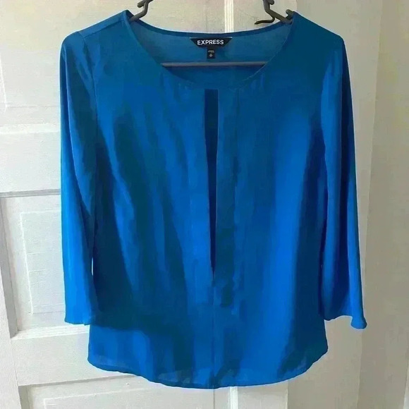 Express bright blue flowy blouse womens size extra small - Picture 1 of 7